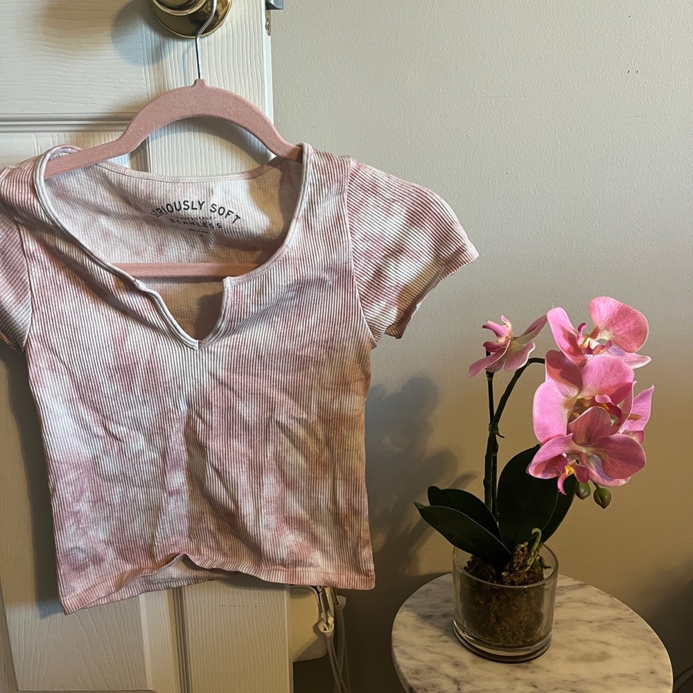 Cropped Ribbed Tie-dye Top